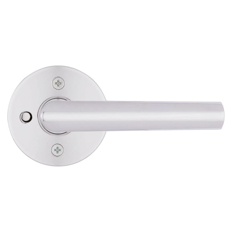 Kwikset Milan Interior Privacy Door Handle with Lock  Door Lever For Bathroom and Bedroom  Polished Chrome Reversible Keyless Push Button Lock Door Lever - Image 3